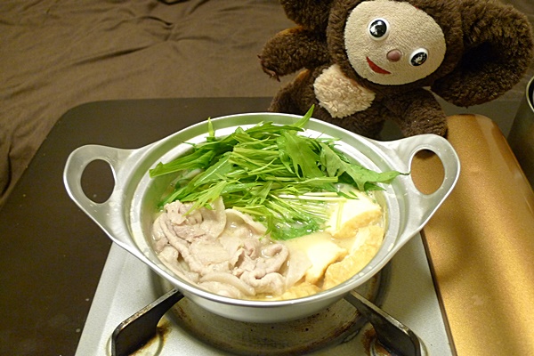 豚の水菜の白みそ鍋