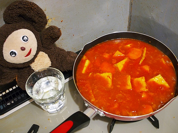 ベーコンと厚揚げの和風トマトスープ つくり方
